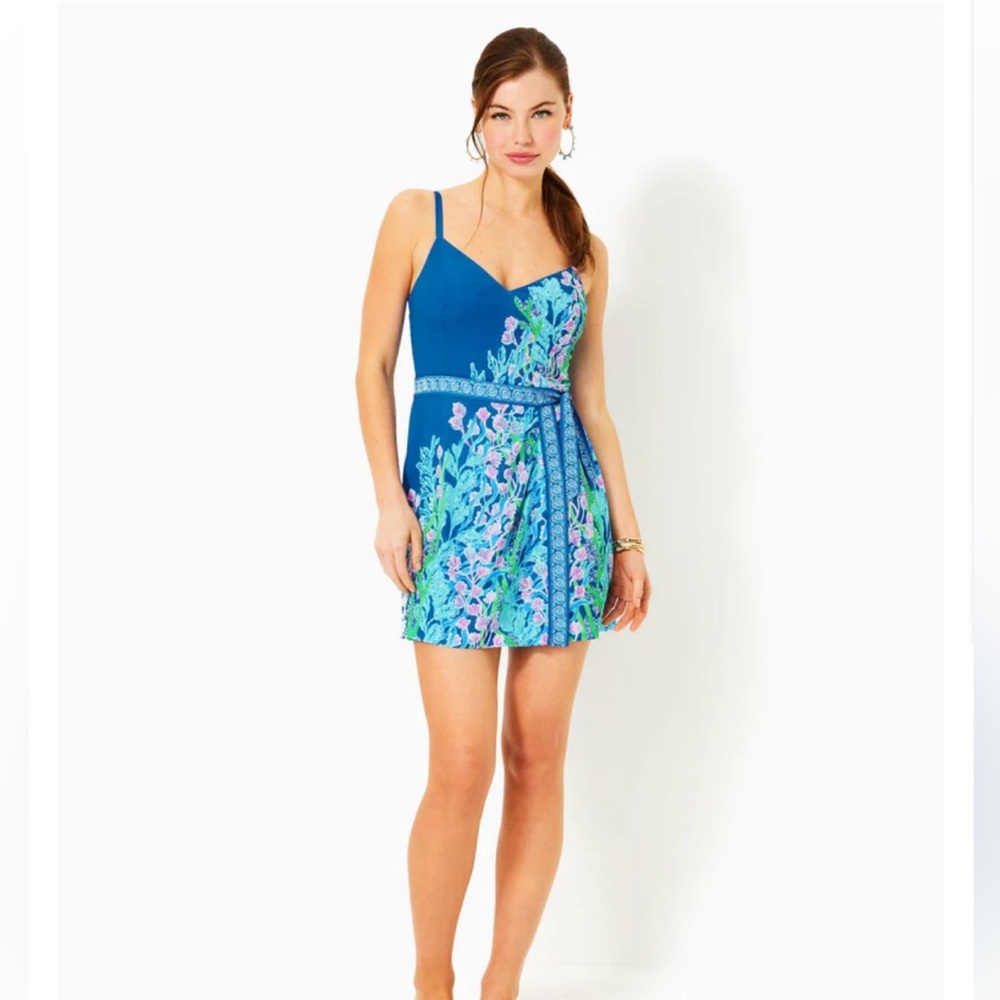 Lilly Pulitzer Blue and Green Floral Romper